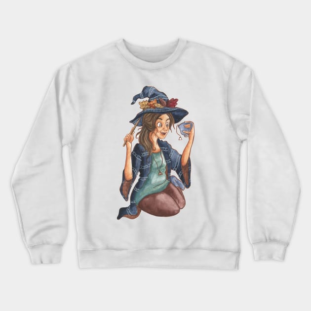 Tea Witch Crewneck Sweatshirt by EmilyRCarrier